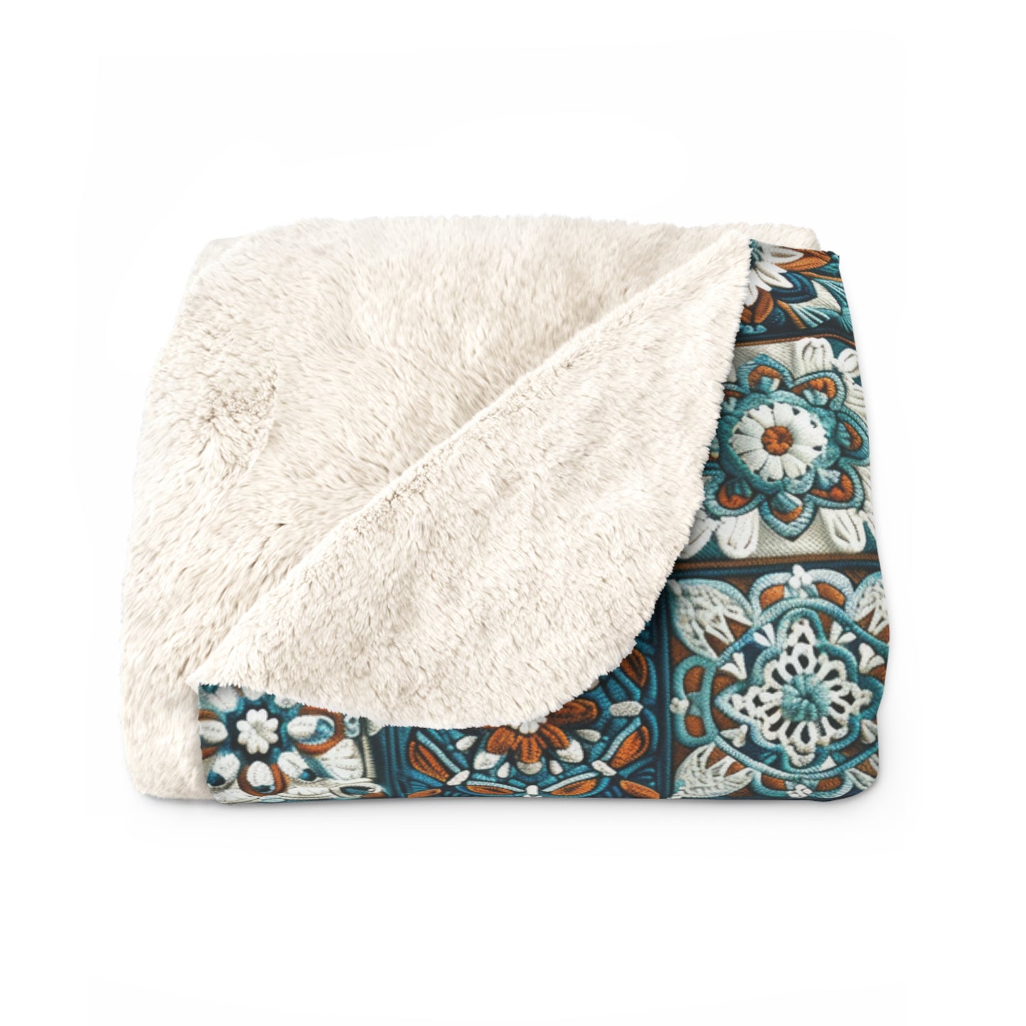 Dark Teal Granny Squares - Sherpa Fleece Blanket