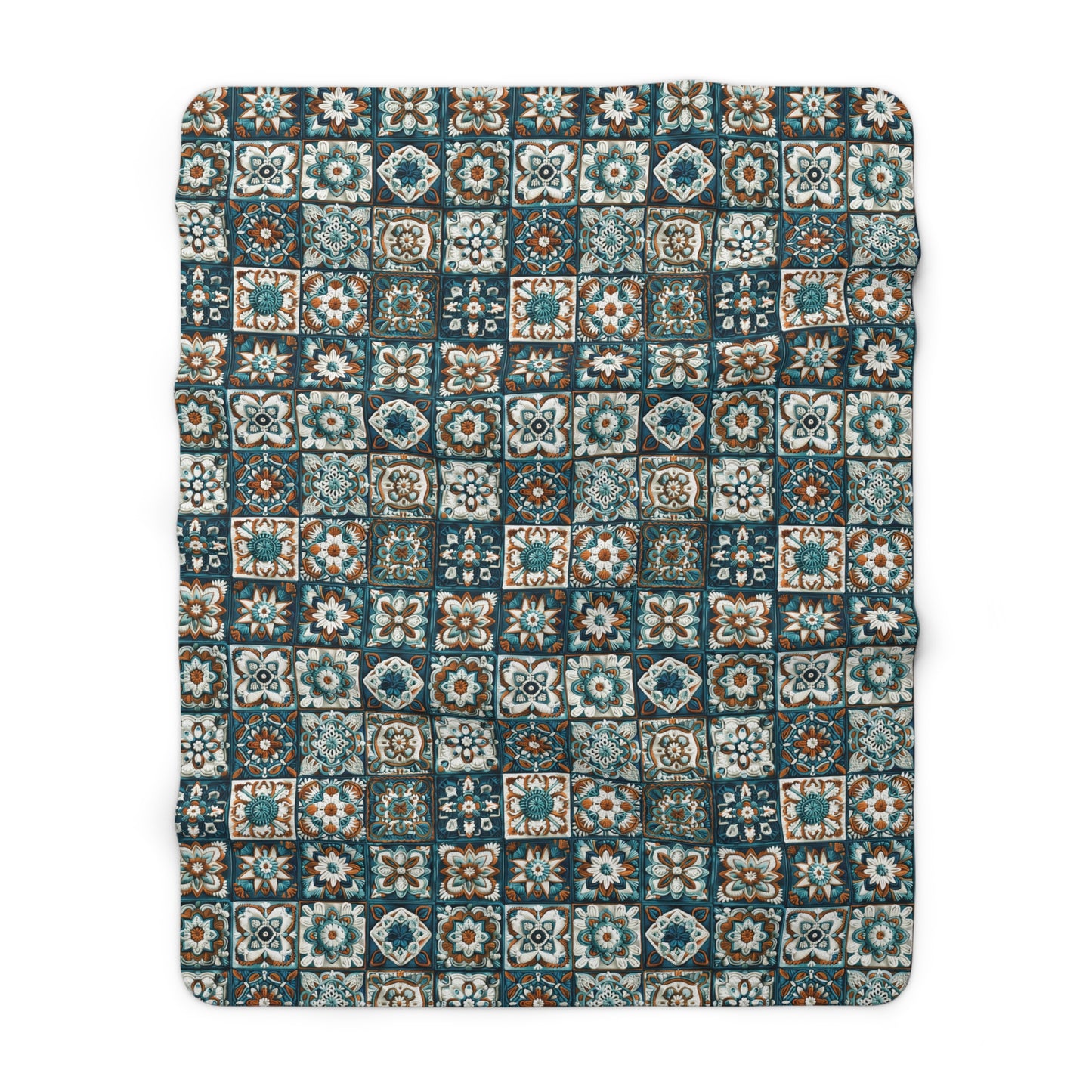 Dark Teal Granny Squares - Sherpa Fleece Blanket