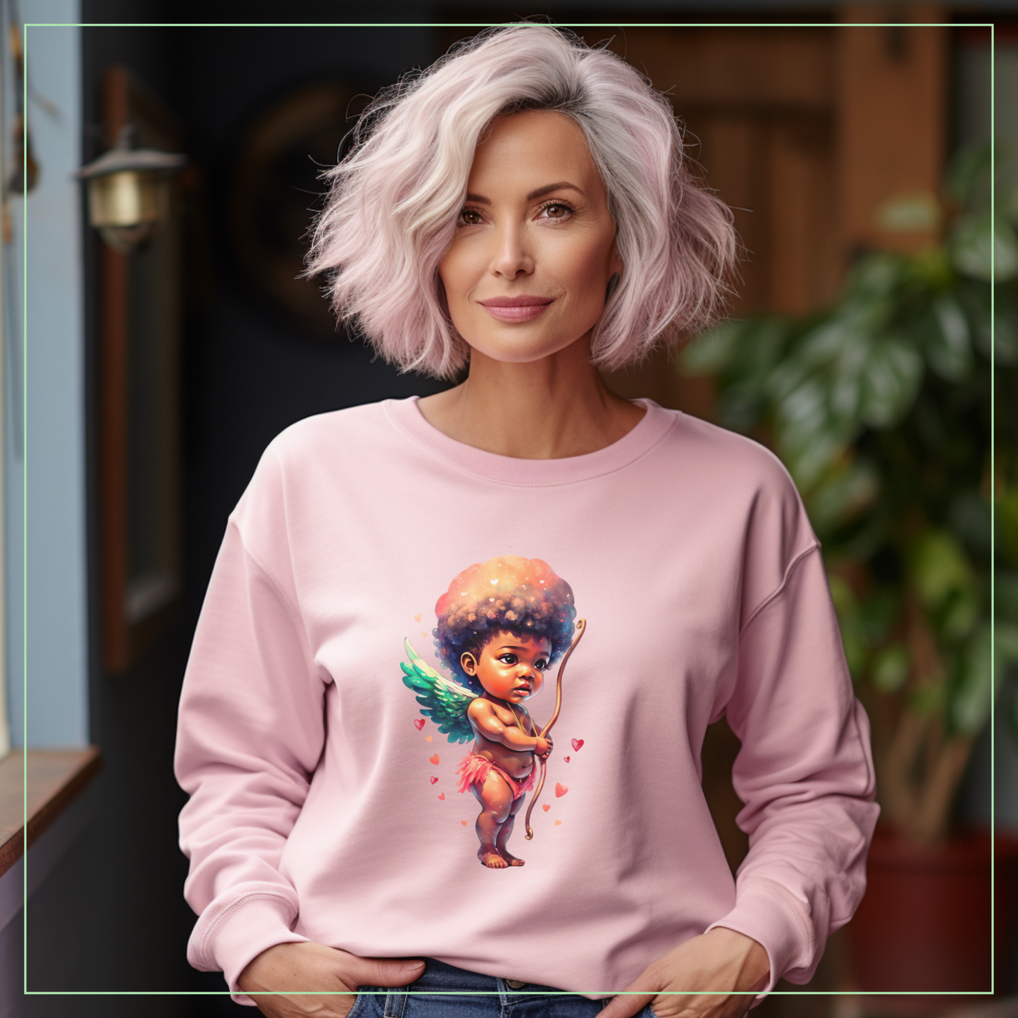 Black Cupid's Charm Crewneck Sweatshirt