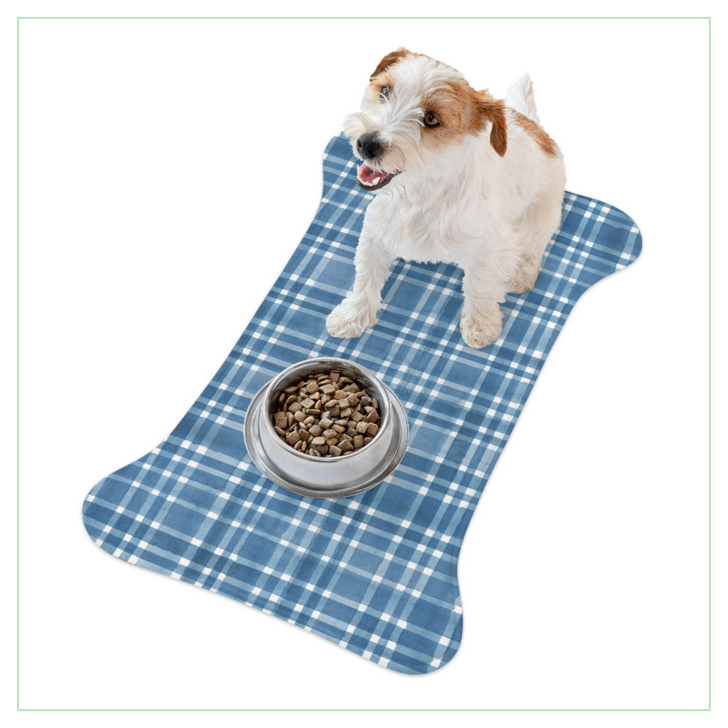 Blue Checkered Pet Food Mat