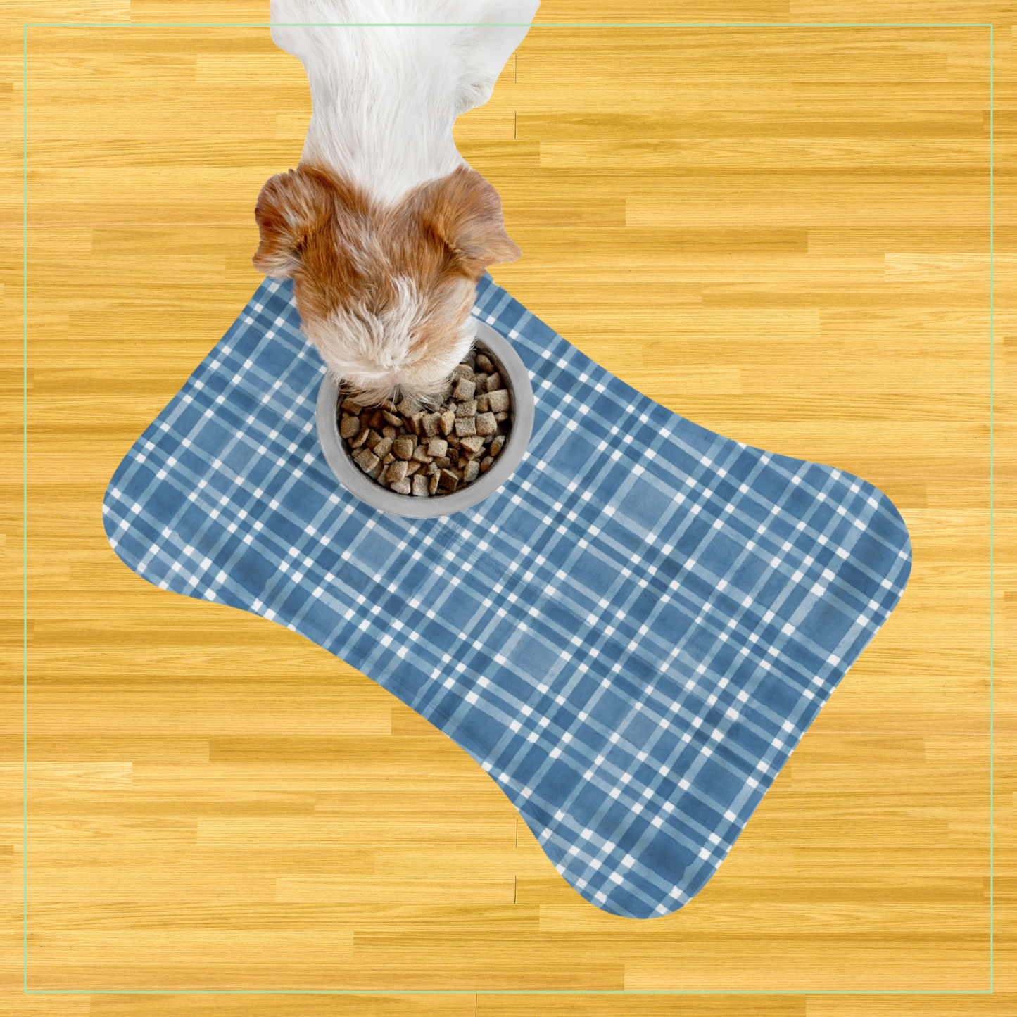 Blue Checkered Pet Food Mat