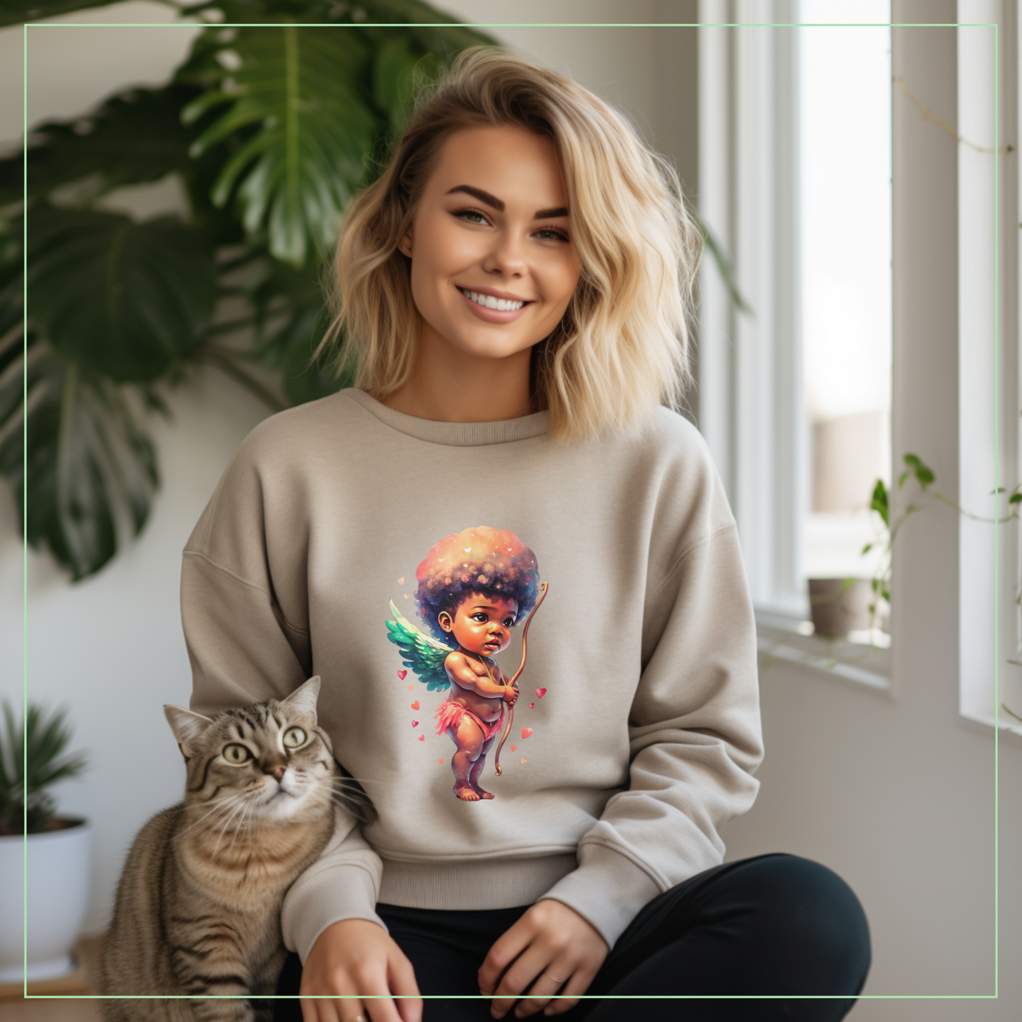 Black Cupid's Charm Crewneck Sweatshirt