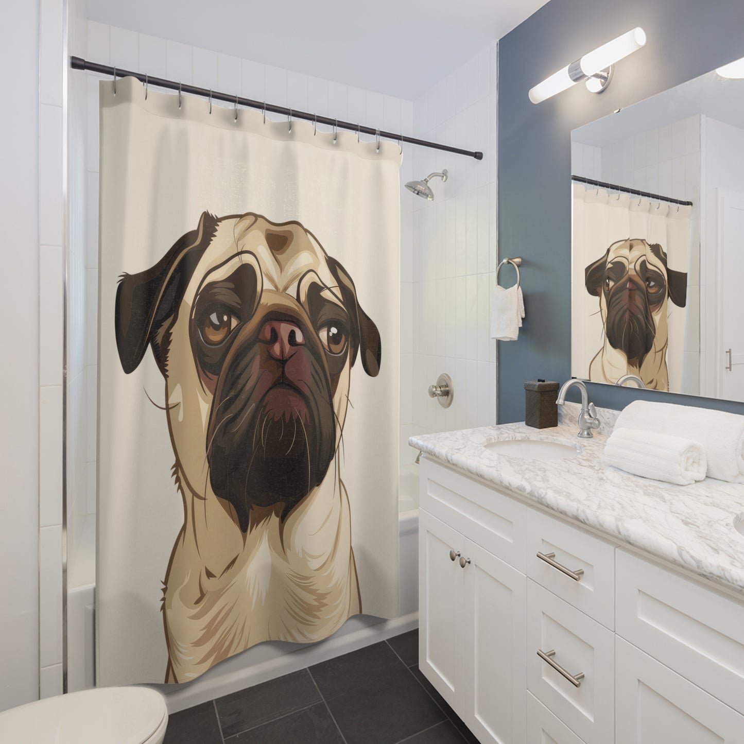 Seriously?! - Pug Shower Curtain