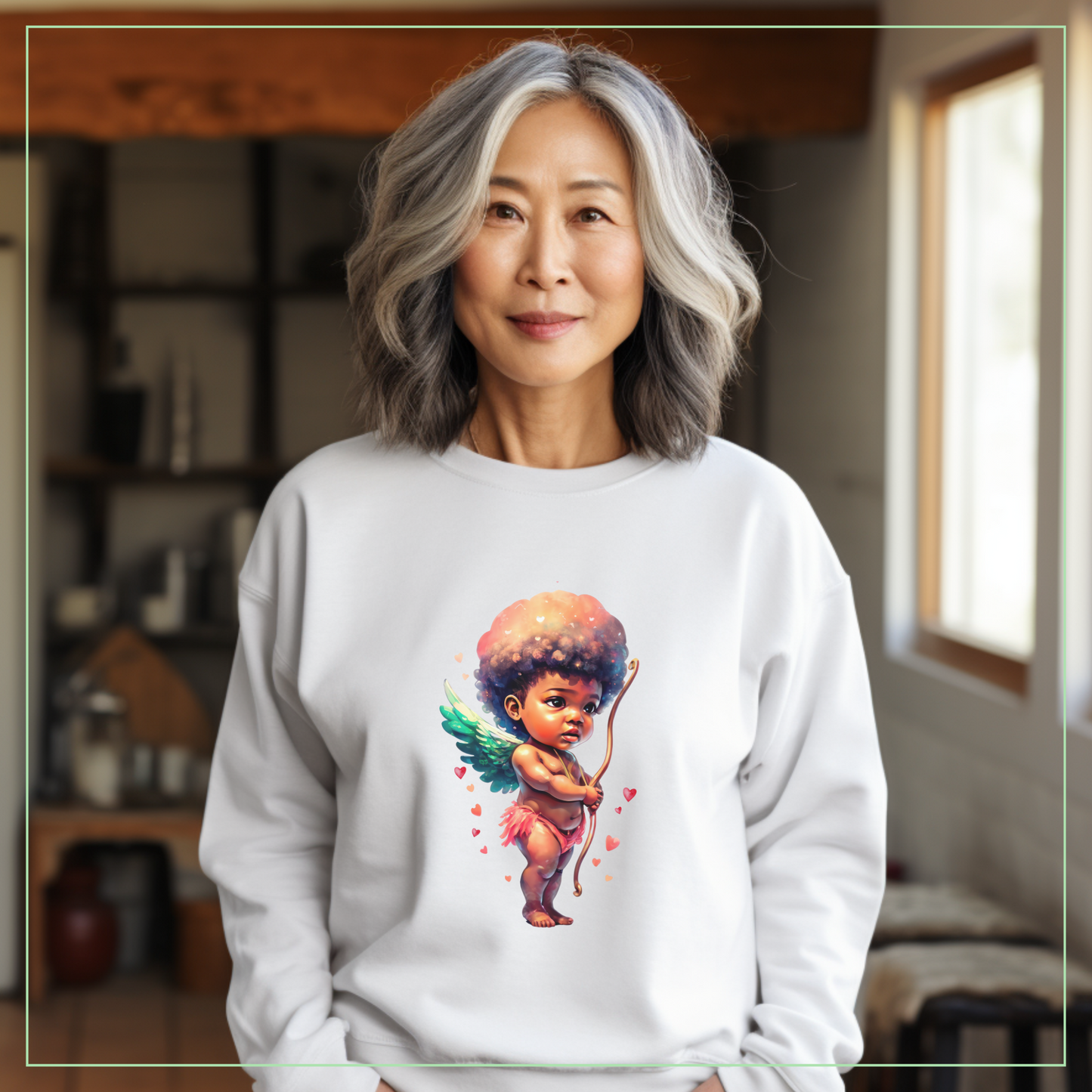 Black Cupid's Charm Crewneck Sweatshirt
