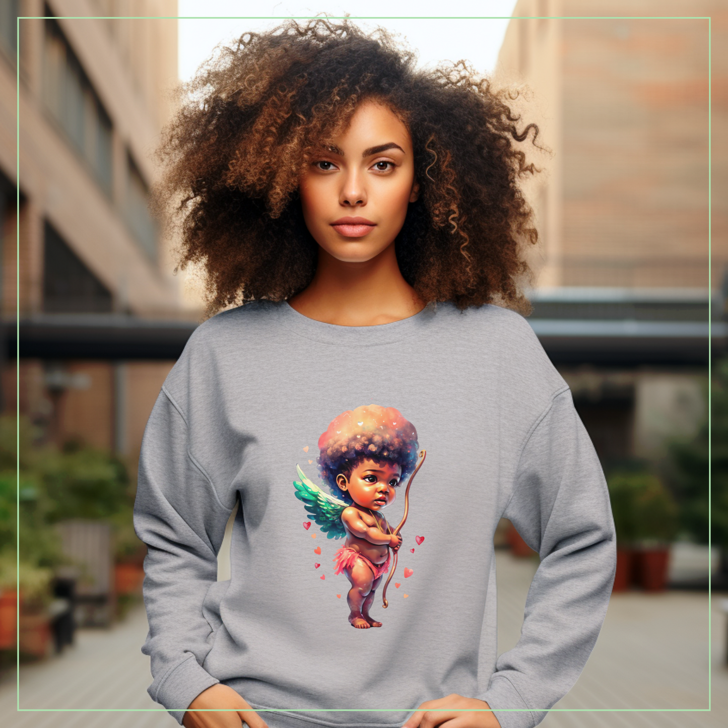 Black Cupid's Charm Crewneck Sweatshirt