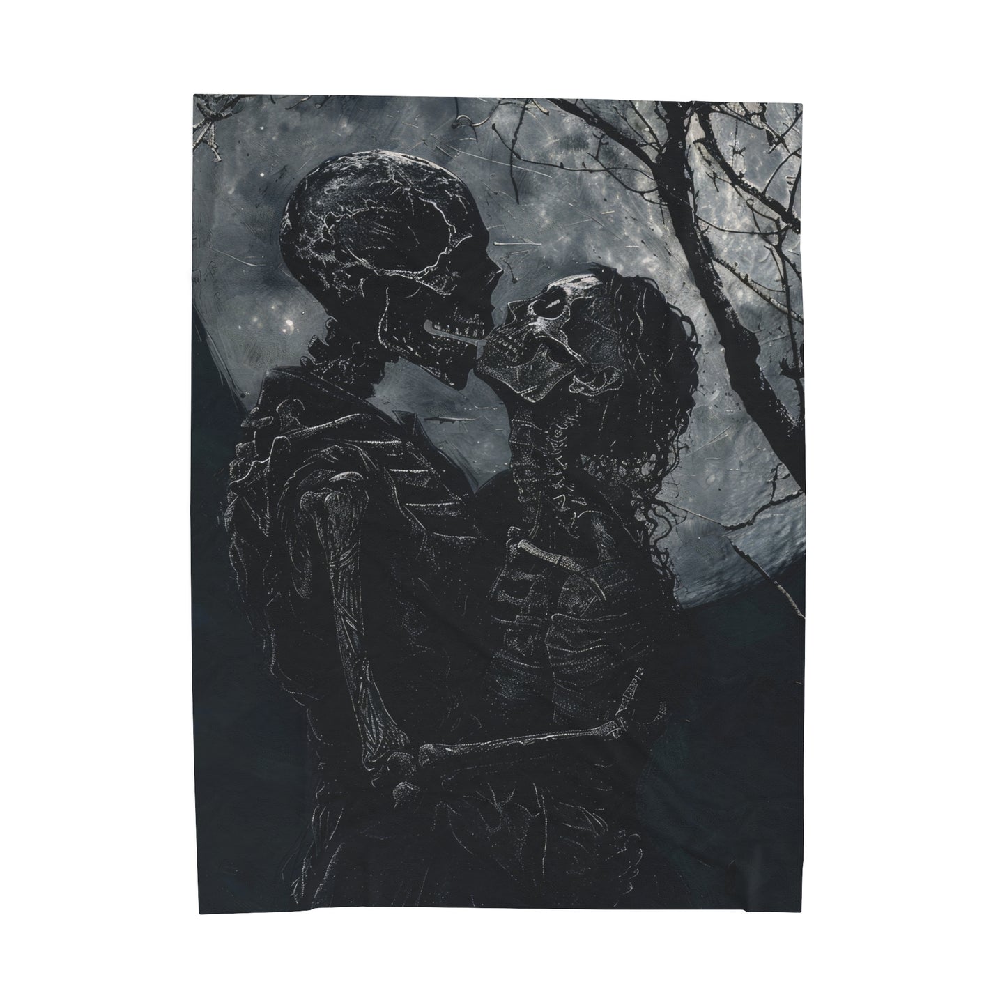 Skeleton Kiss - Velveteen Plush Blanket