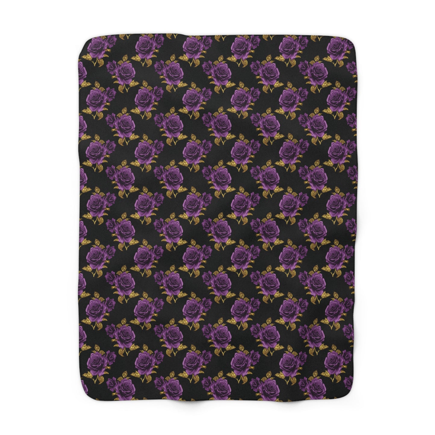 Purple & Gold Rose - Sherpa Fleece Blanket