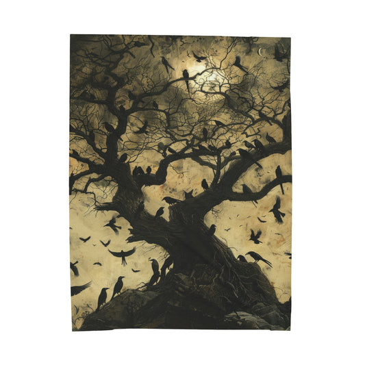 Moonlit Ravens - Velveteen Plush Blanket