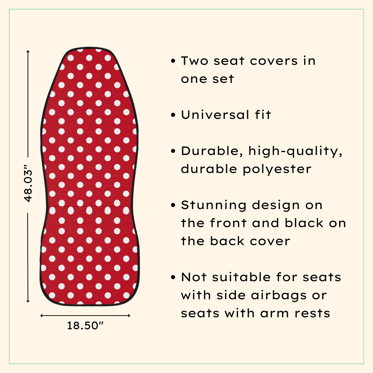 Retro Dots: Red & White Polka Car Seat Covers