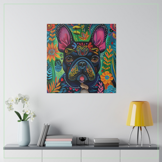 Frenchie Fiesta - Matte Canvas of a French Bulldog