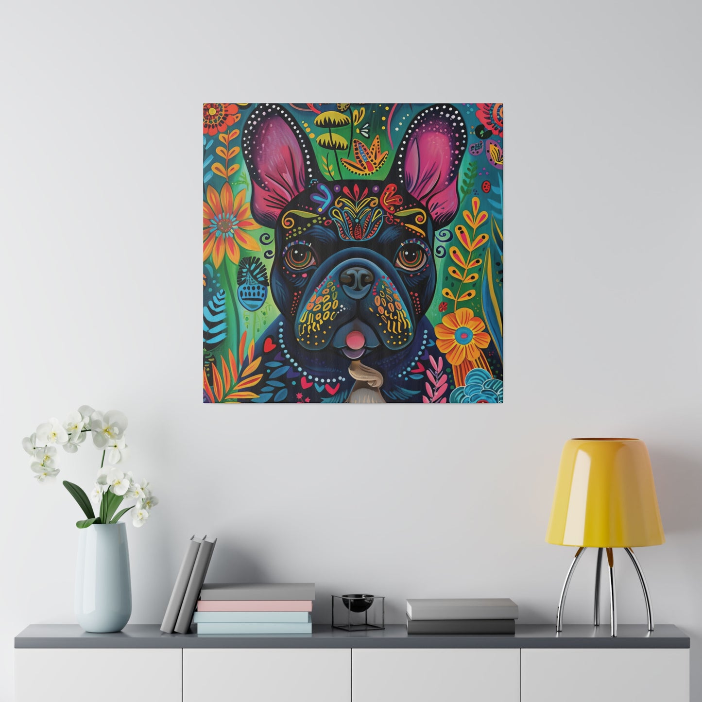 Frenchie Fiesta - Matte Canvas of a French Bulldog