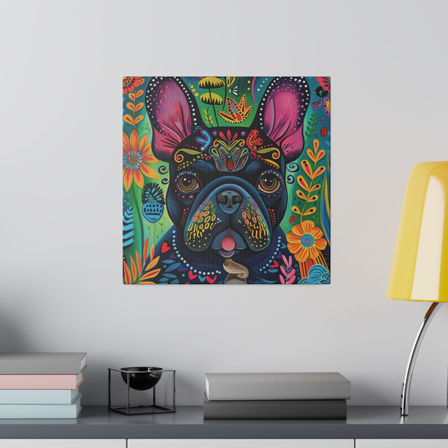 Frenchie Fiesta - Matte Canvas of a French Bulldog