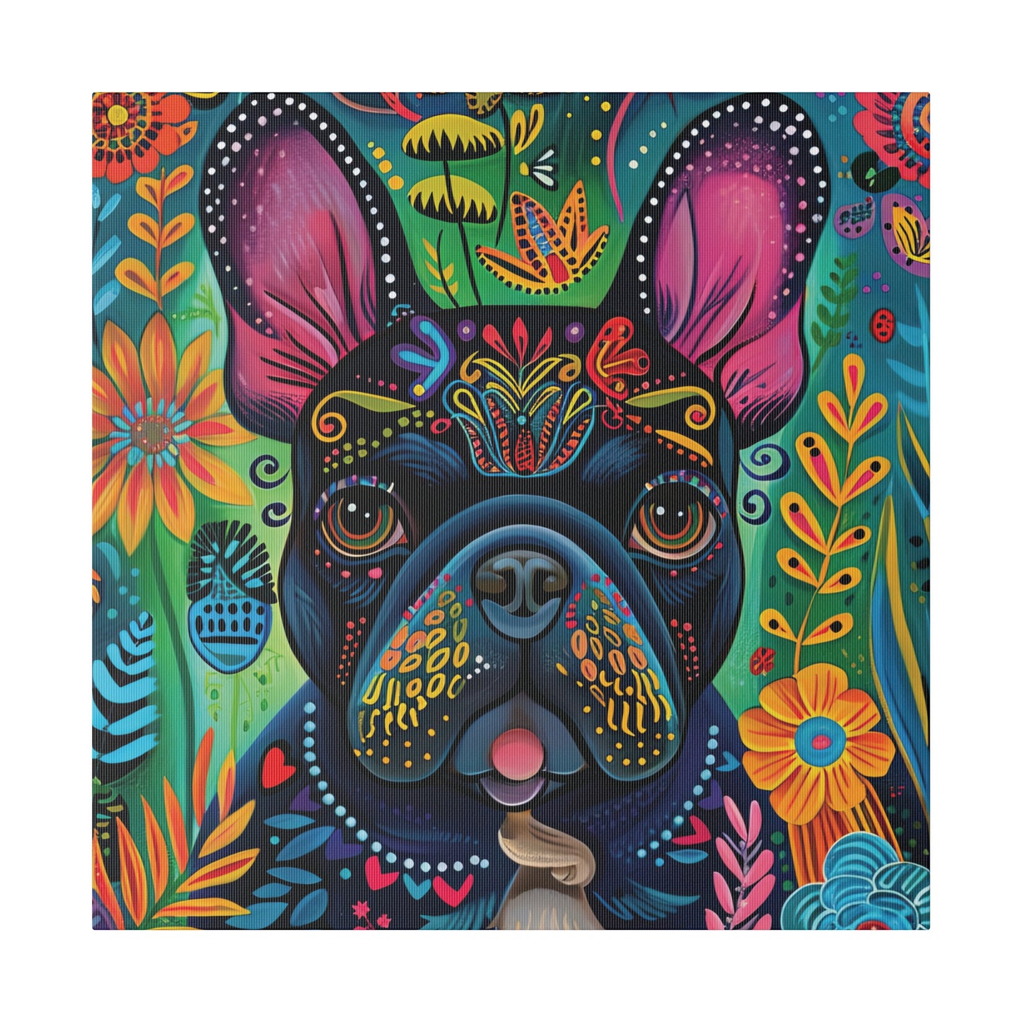 Frenchie Fiesta - Matte Canvas of a French Bulldog