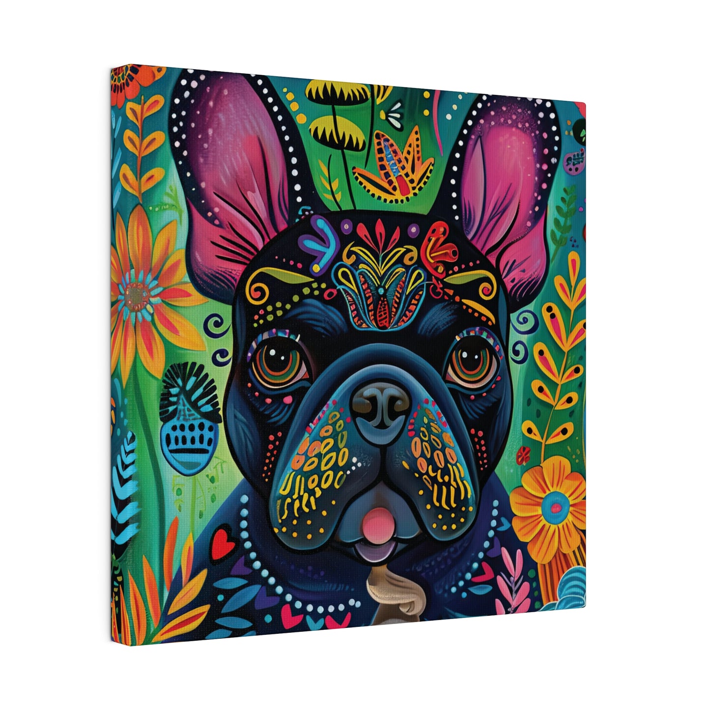 Frenchie Fiesta - Matte Canvas of a French Bulldog