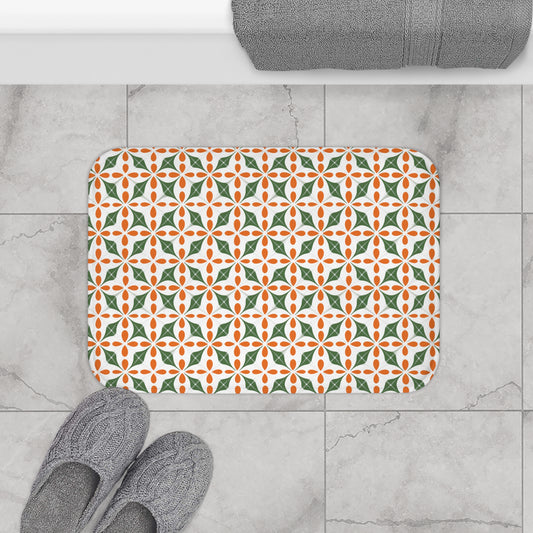 Vintage Scandinavian Geometric Flower Bath Mat