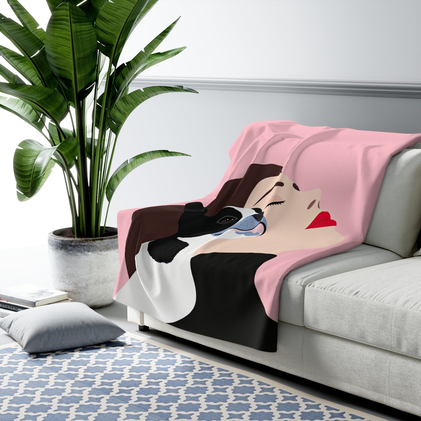 Modern Love - Frenchie Sherpa Fleece Blanket