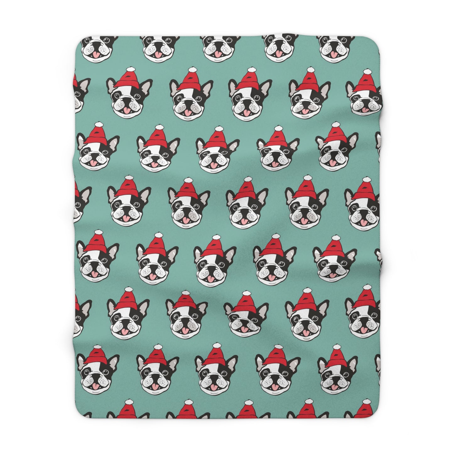 Frenchie Xmas Cheer - Frenchie Sherpa Fleece Blanket