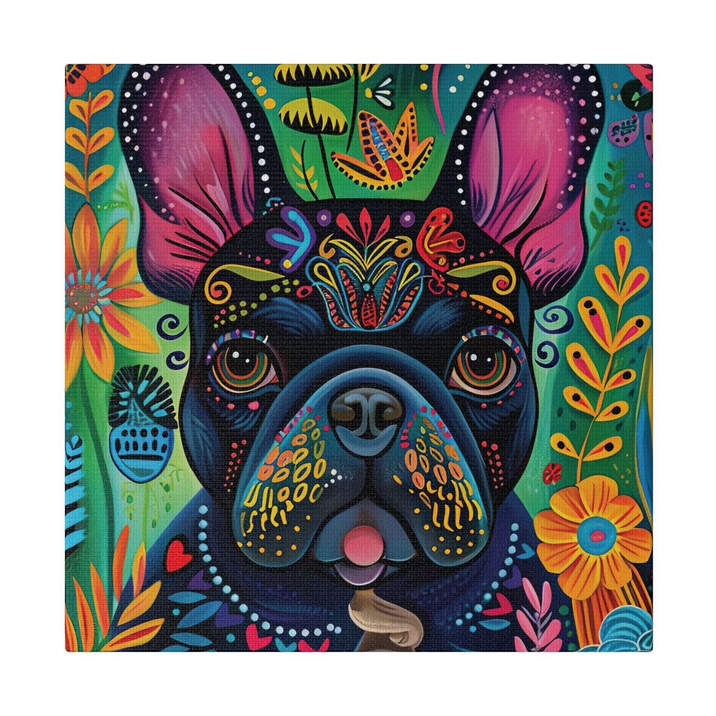 Frenchie Fiesta - Matte Canvas of a French Bulldog