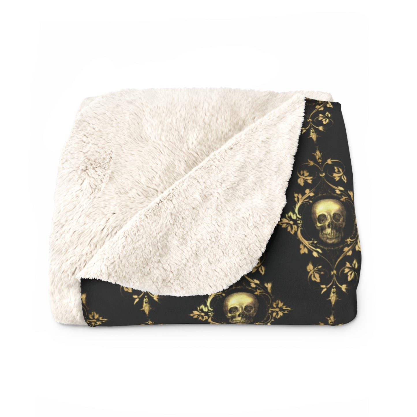 Gilded Gothic Skull - Sherpa Fleece Blanket