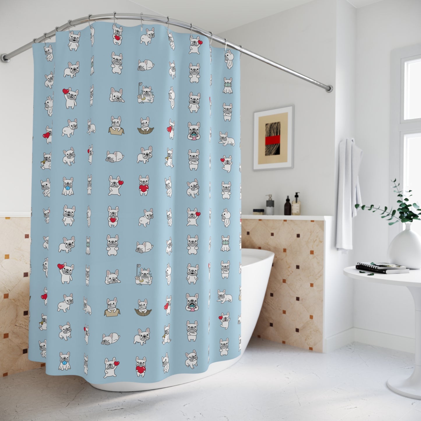 Tiny Frenchie Moments - Shower Curtain