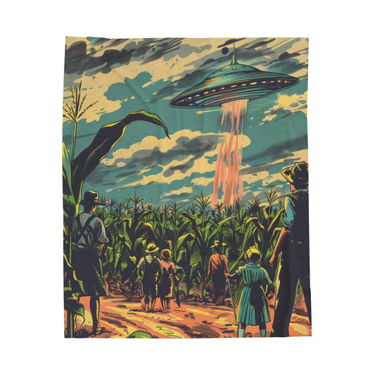 Alien Arrival - Velveteen Plush Blanket