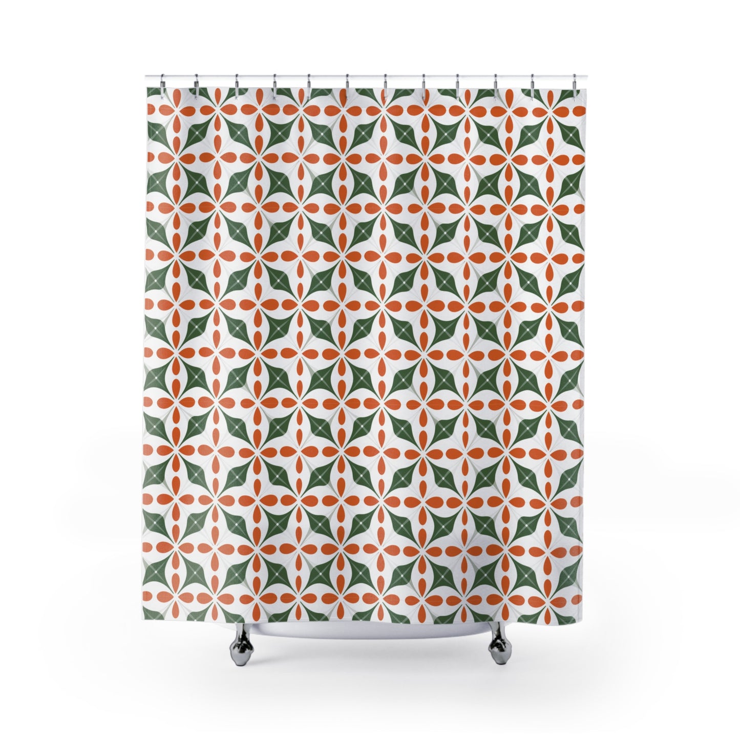 Vintage Scandinavian Geometric Flower Shower Curtain