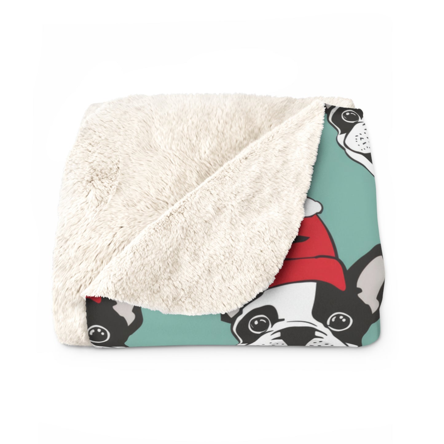 Frenchie Xmas Cheer - Frenchie Sherpa Fleece Blanket