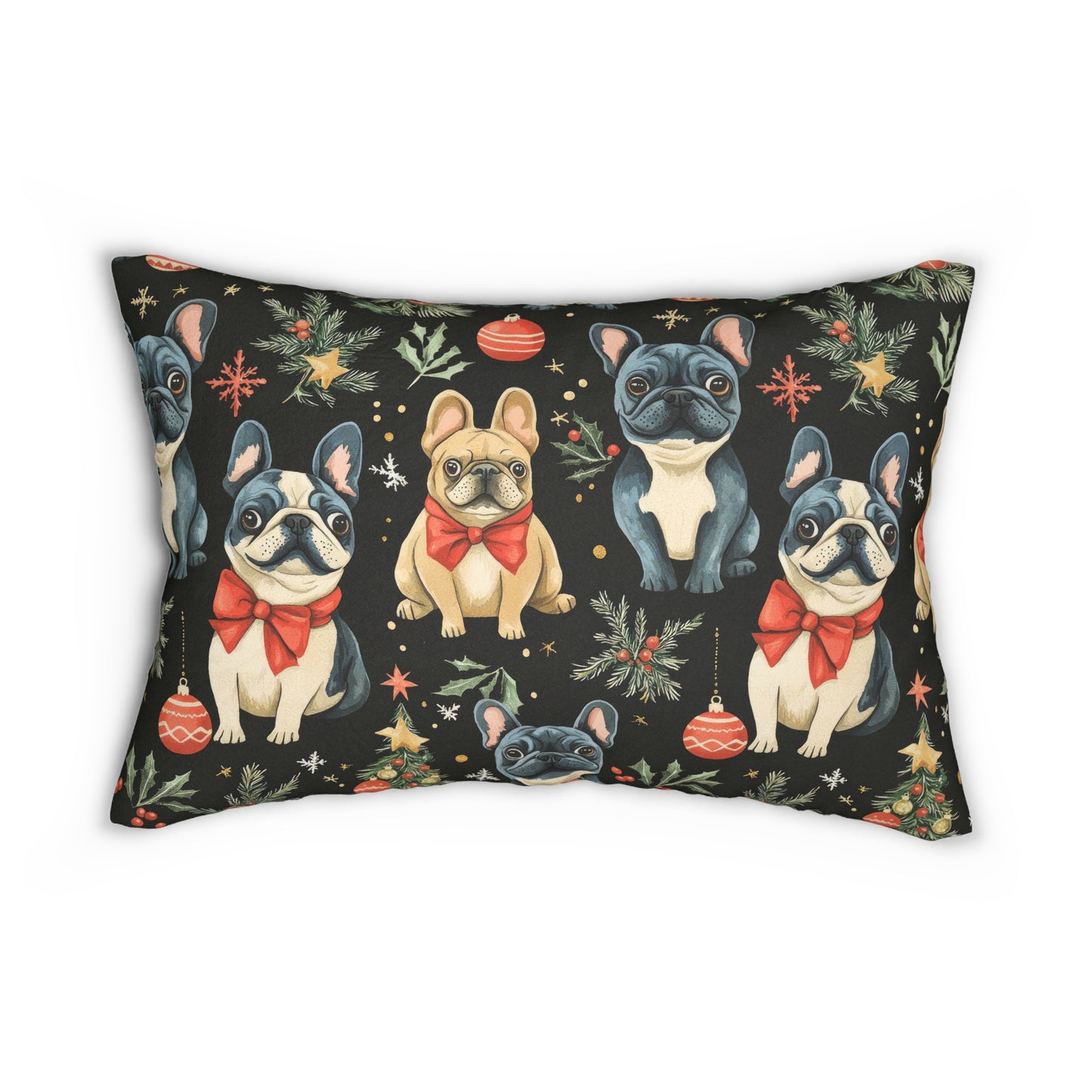 Festive Holiday Nights - French Bulldog Lumbar Pillow