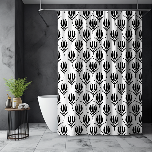 Black and WhiteTulips Shower Curtain