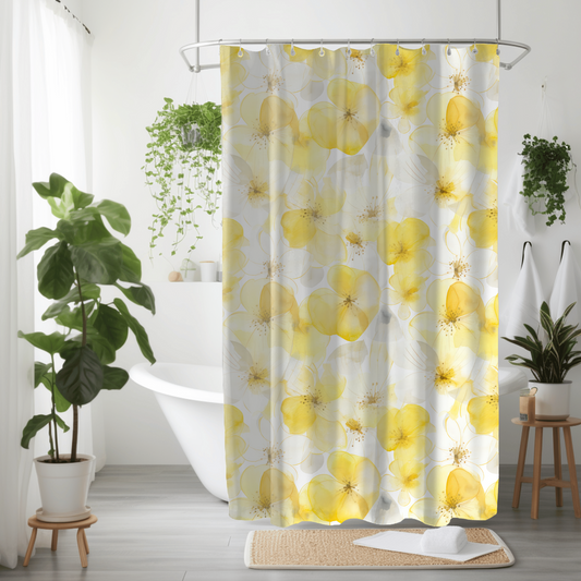 Minimalist Zen Watercolor Petals Shower Curtain