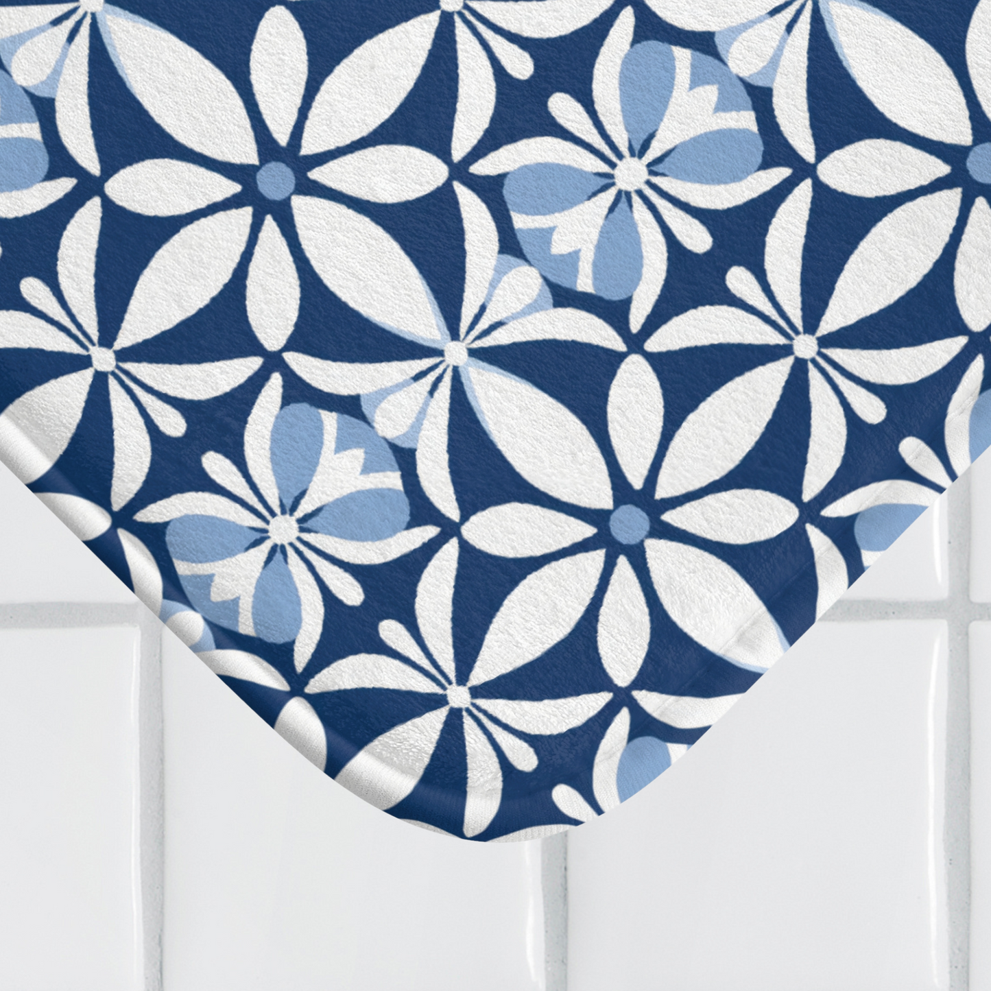 Modern Blue and White Floral Bath Mat