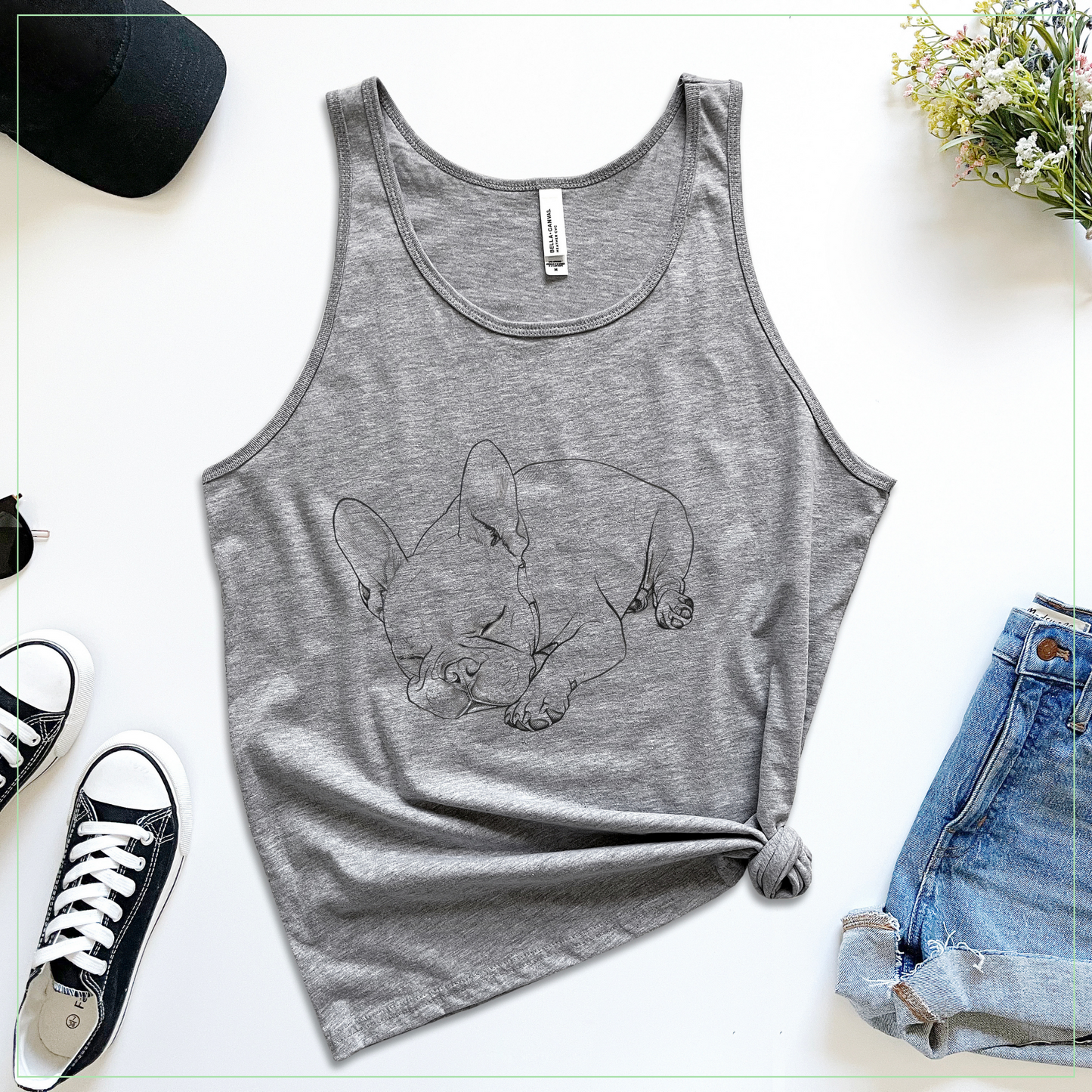 Sweet Frenchie Line-Art Tank Top
