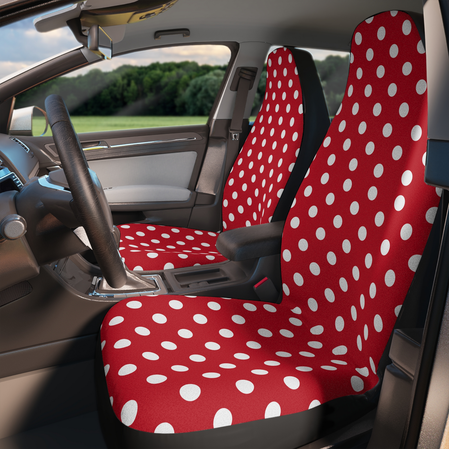 Retro Dots: Red & White Polka Car Seat Covers