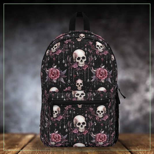 Flowers and Skulls Backpack - Goth Collection