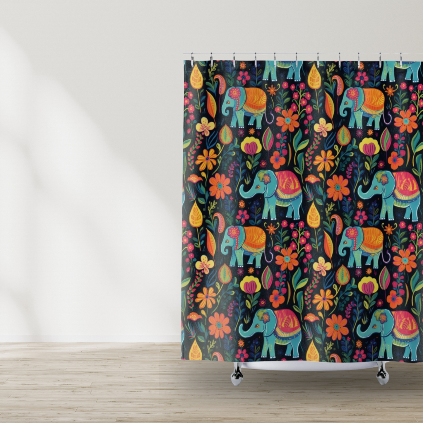 Happy Elephant Adventure Shower Curtain