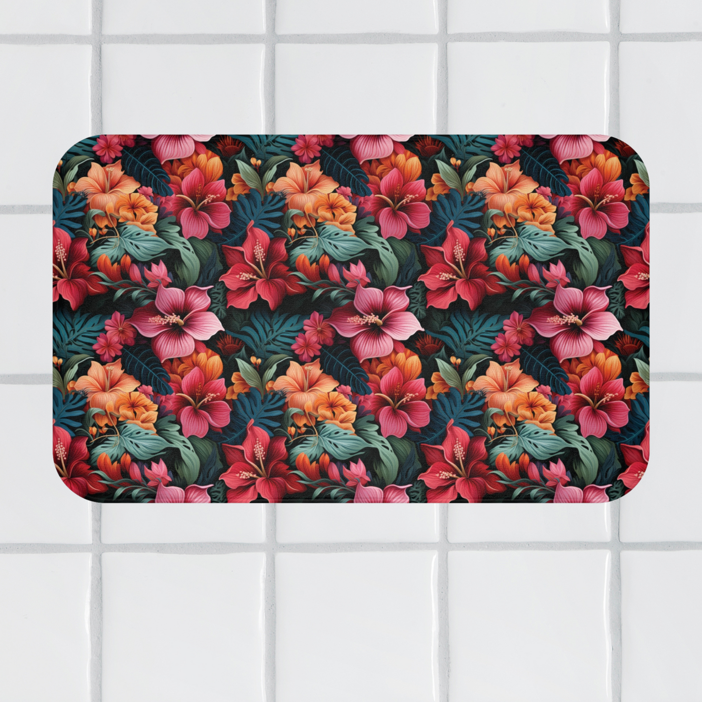 Exotic Flowers Bath Mat