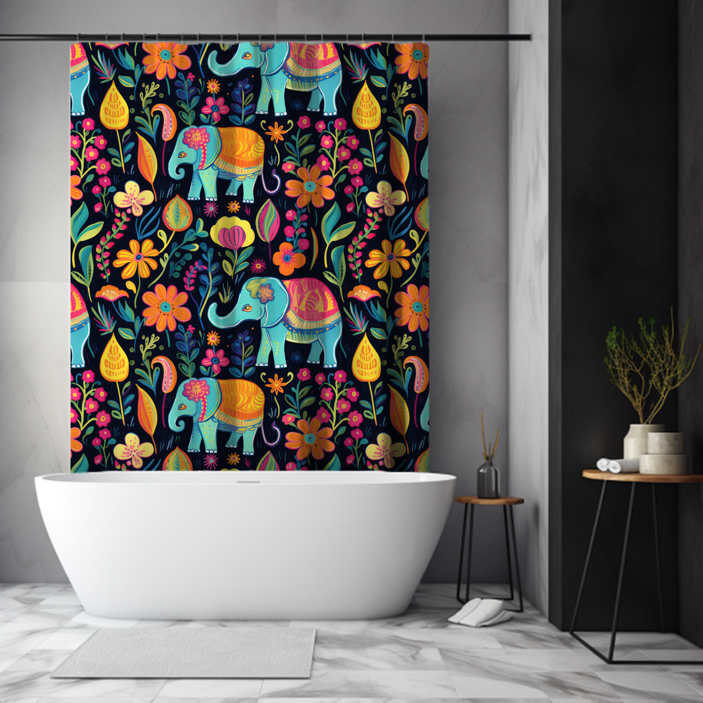 Happy Elephant Adventure Shower Curtain