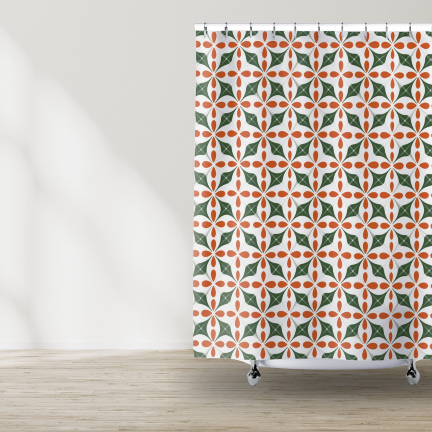 Vintage Scandinavian Geometric Flower Shower Curtain