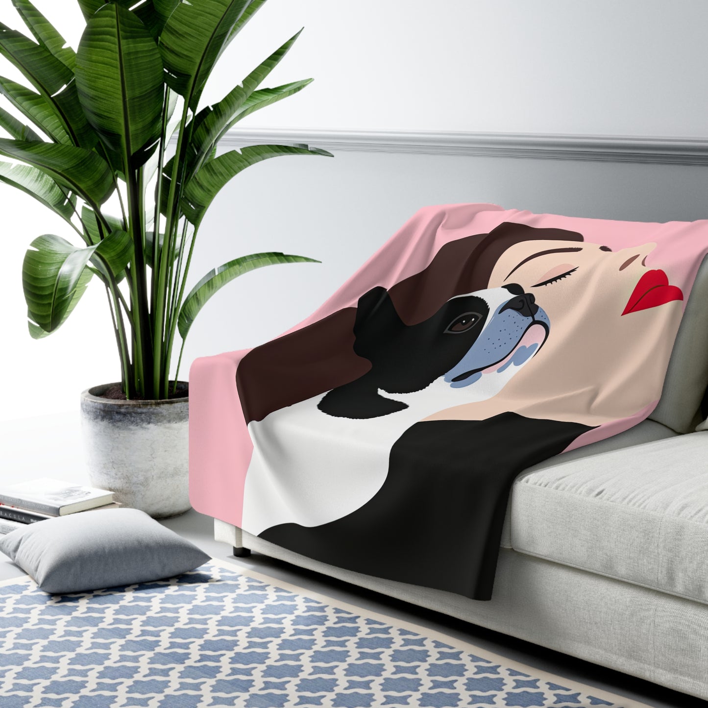 Modern Love - Frenchie Sherpa Fleece Blanket