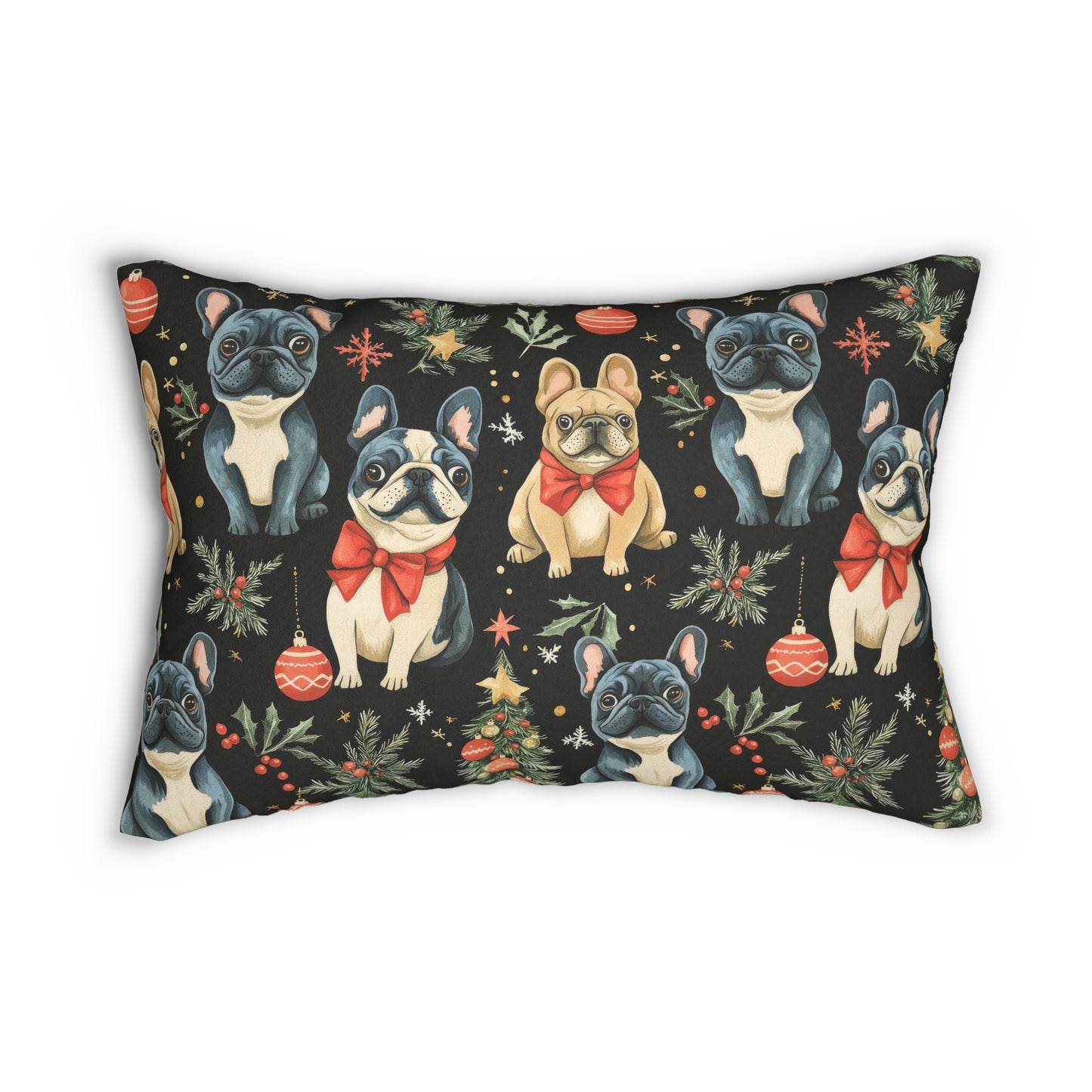 Festive Holiday Nights - French Bulldog Lumbar Pillow