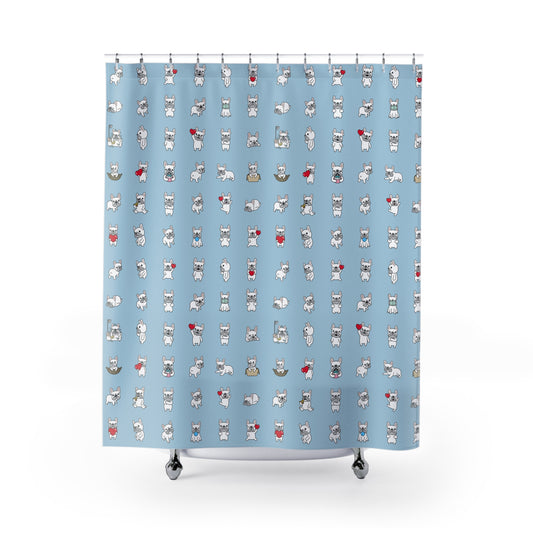 Tiny Frenchie Moments - Shower Curtain