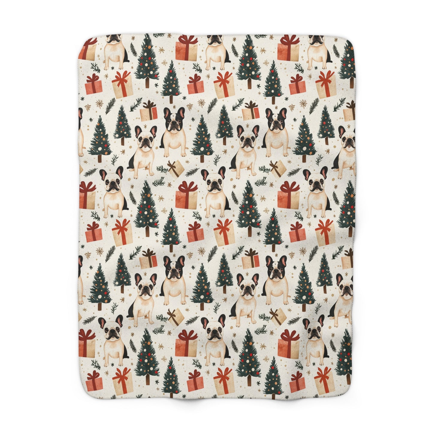 Frenchie Christmas Charm - Sherpa Fleece Blanket