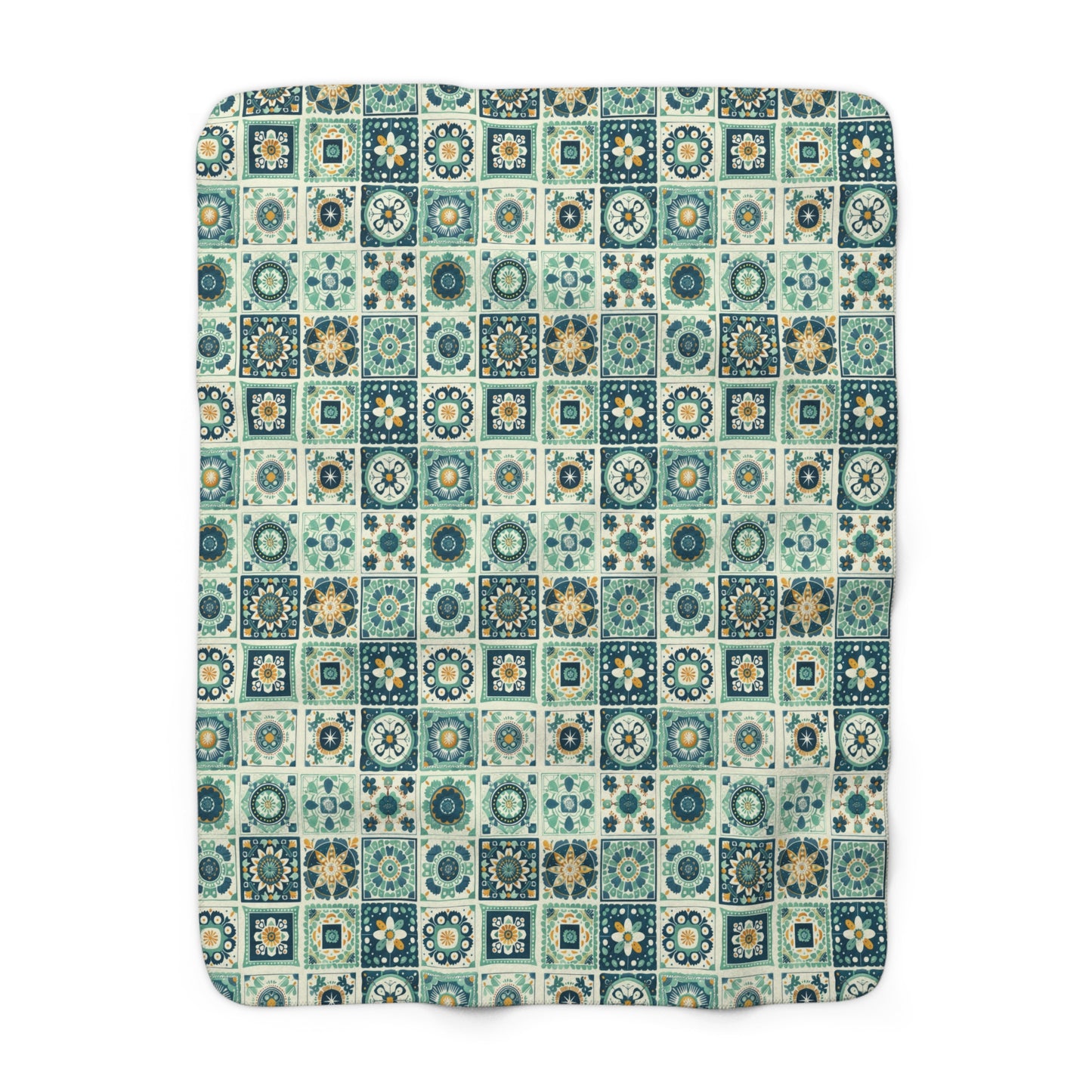 Green Granny Squares  - Sherpa Fleece Blanket