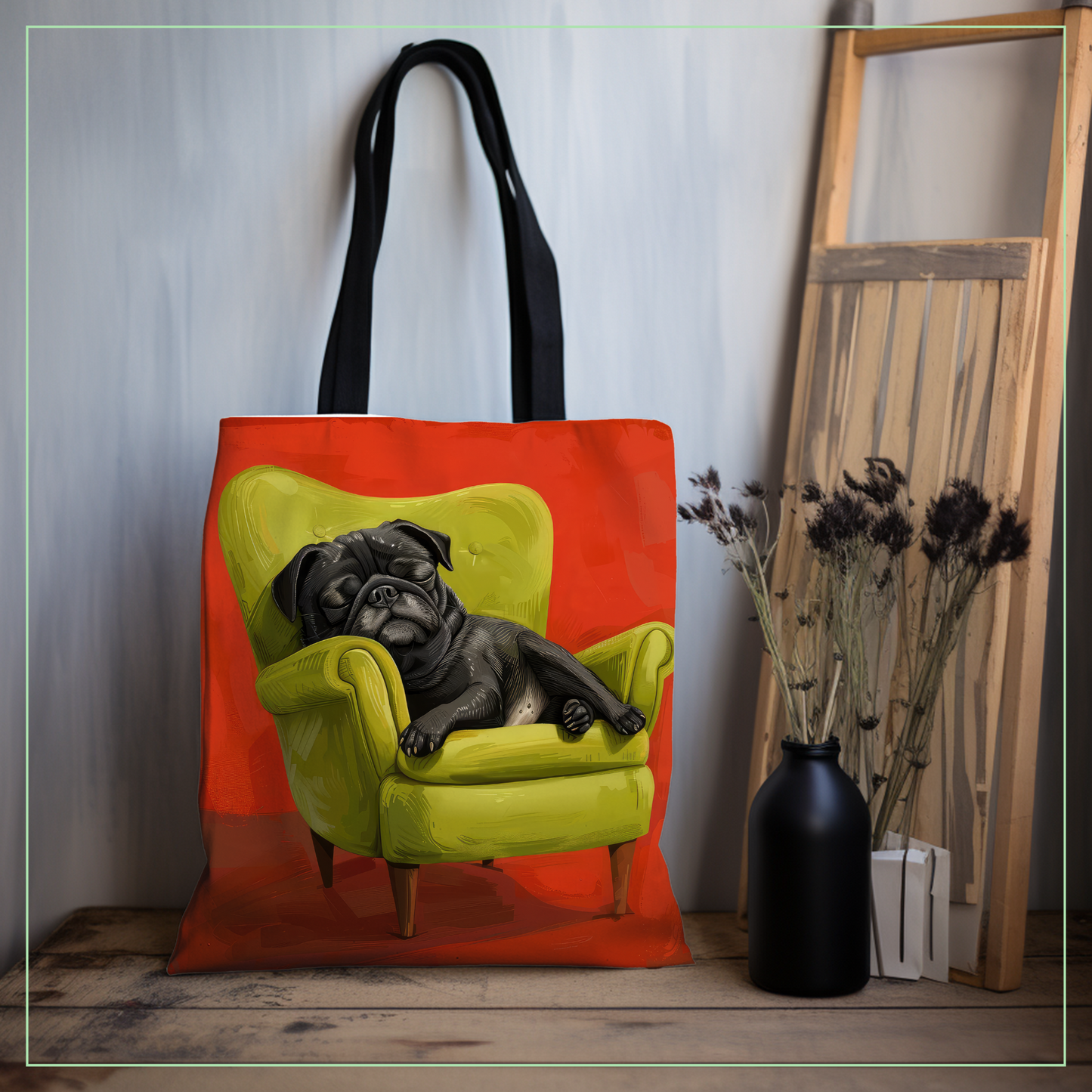 Black Pug Bliss - Pug & Chill Tote Bag Collection