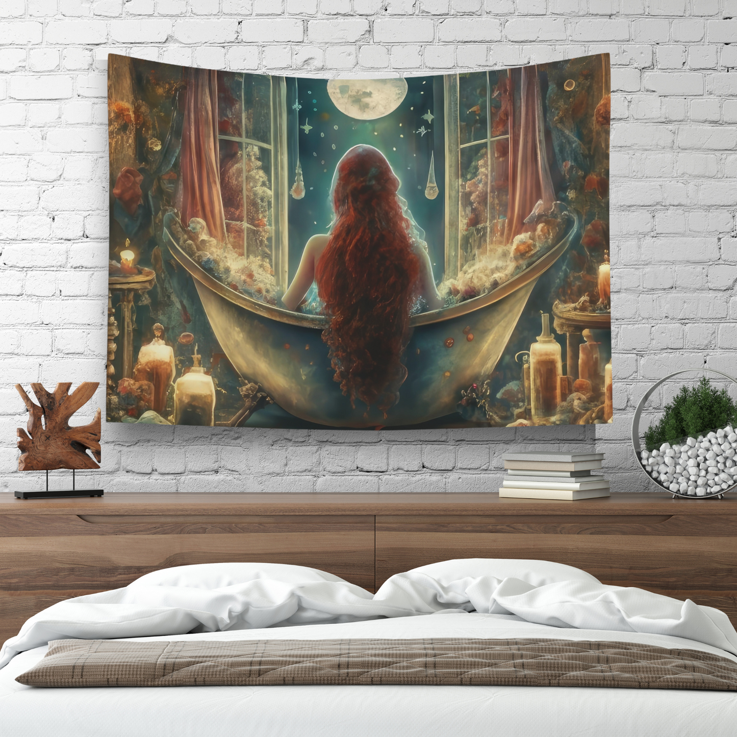 Enchanting Elixirs: Red-Haired Goddess - Indoor Wall Tapestry