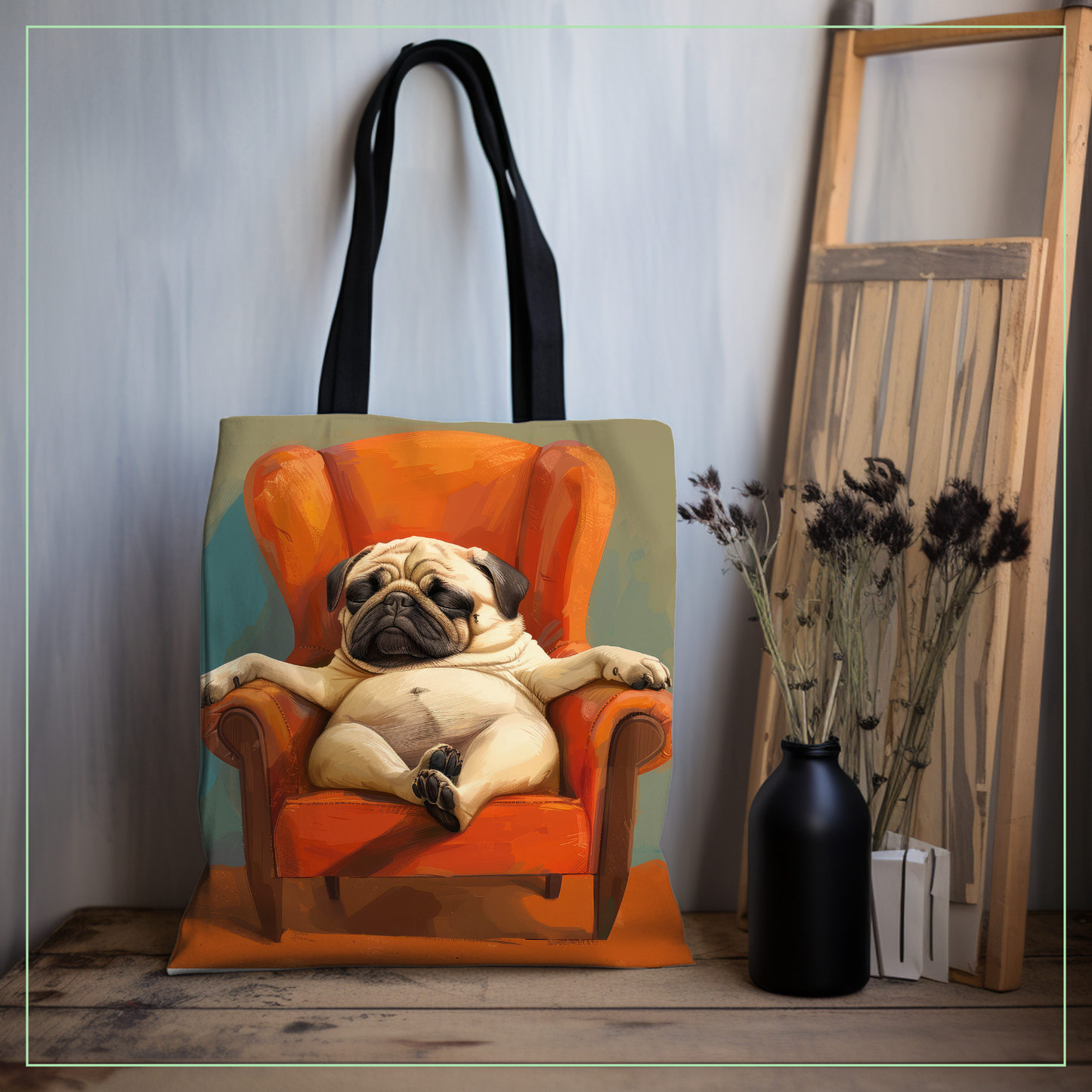 Orange Elegance - Pug & Chill Tote Bag Collection