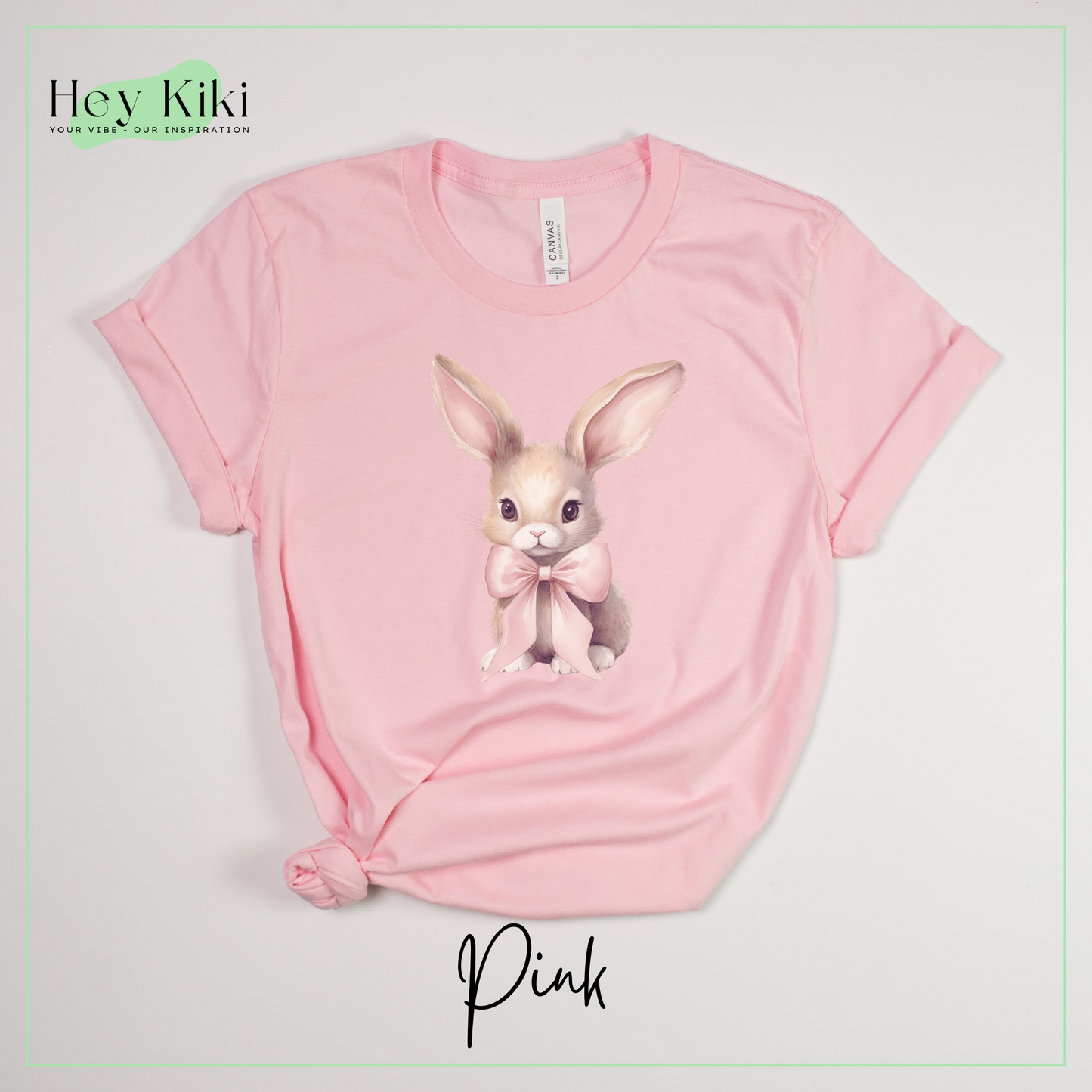 Bunny Bliss: Pink Bow Watercolor Tee