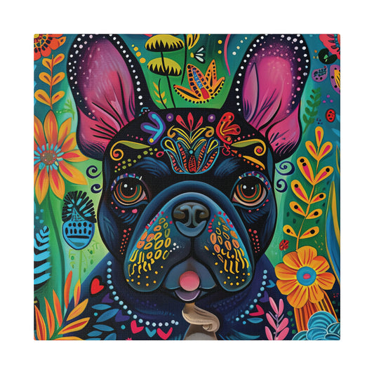 Frenchie Fiesta - Matte Canvas of a French Bulldog