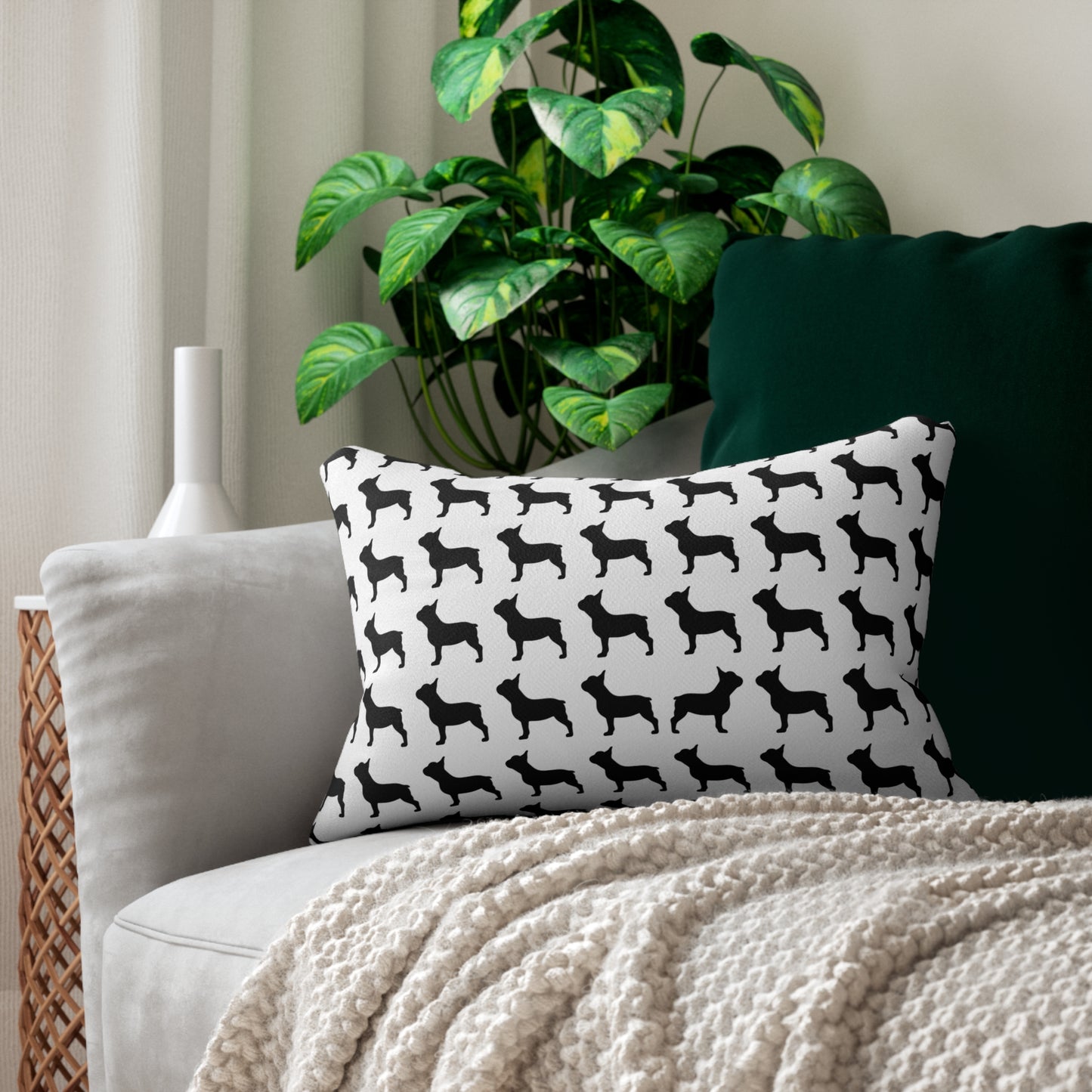 Black & White - French Bulldog Lumbar Pillow