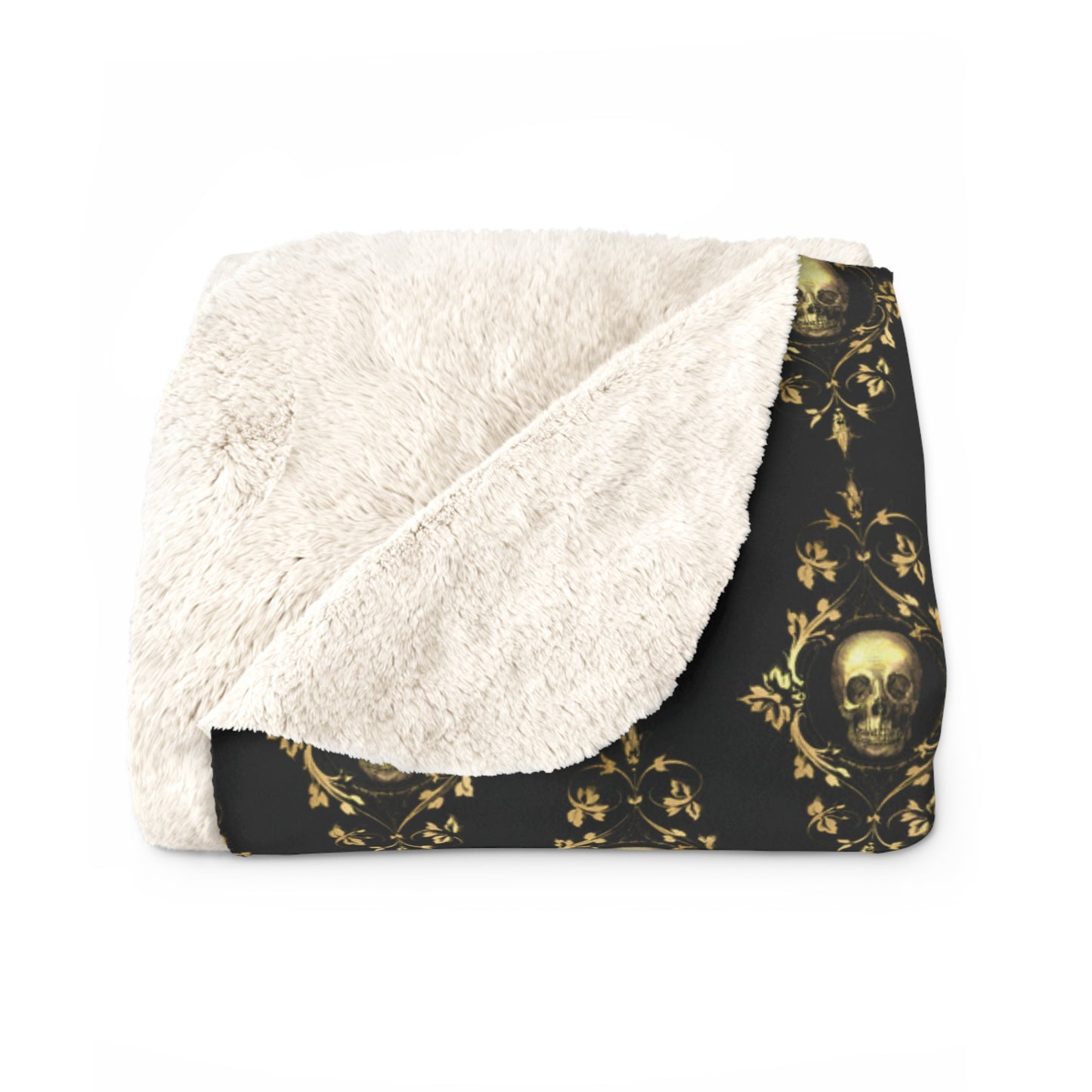 Gilded Gothic Skull - Sherpa Fleece Blanket